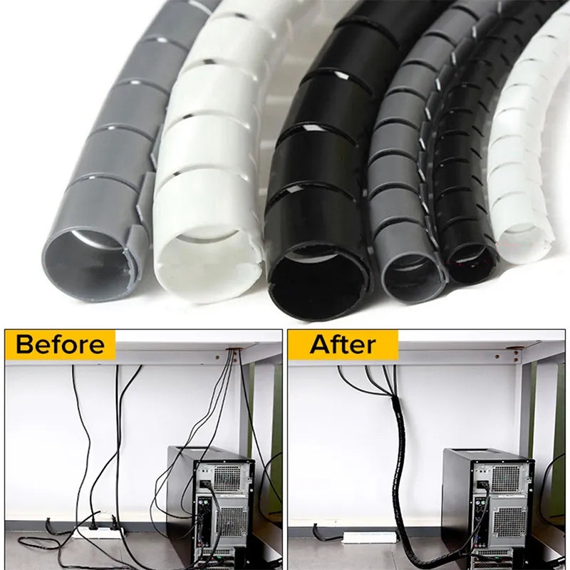 Plastic Pipe Clip - Organizador de cabo espiral flexível, 1/2m,